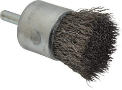 Weiler - 1" Brush Diam, Crimped, End Brush - 1/4" Diam Steel Shank, 22,000 Max RPM - Eagle Tool & Supply