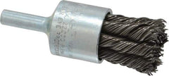 Weiler - 3/4" Brush Diam, Knotted, End Brush - 1/4" Diam Shank, 22,000 Max RPM - Eagle Tool & Supply