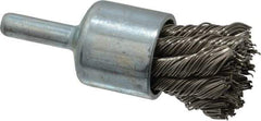 Weiler - 3/4" Brush Diam, Knotted, End Brush - 1/4" Diam Shank, 22,000 Max RPM - Eagle Tool & Supply