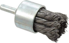 Weiler - 1-1/8" Brush Diam, Knotted, End Brush - 1/4" Diam Shank, 22,000 Max RPM - Eagle Tool & Supply