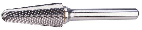 SGS Pro - 5/16" Cut Diam, 1/4" Shank Diam, Taper Head Single Cut Burr - Carbide, Radius End, 7/8" LOC - Eagle Tool & Supply