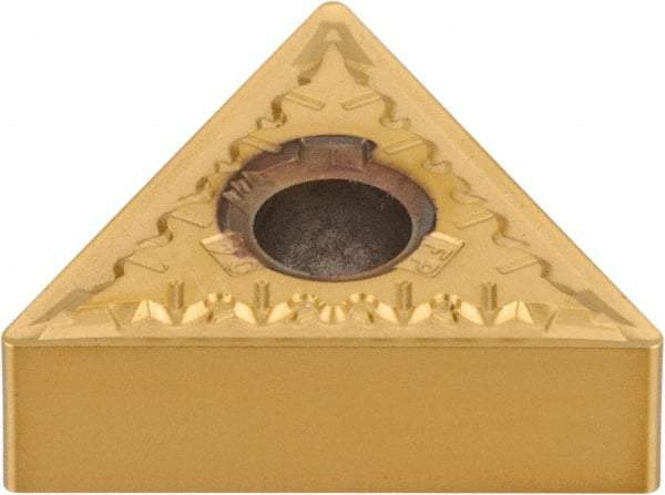Kennametal - TNMG331 FP Grade KT315 Cermet Turning Insert - TiN/TiCN/TiN Finish, 60° Triangle, 3/8" Inscr Circle, 3/16" Thick, 1/64" Corner Radius - Eagle Tool & Supply