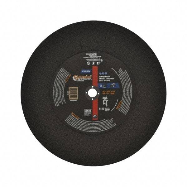 Norton - 10" Aluminum Oxide Cutoff Wheel - 3/32" Thick, 5/8" Arbor, 6,110 Max RPM, Use with Stationary Tools - Eagle Tool & Supply