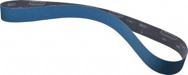 Norton - 2" Wide x 60" OAL, 60 Grit, Zirconia Alumina Abrasive Belt - Zirconia Alumina, Medium, Coated, Y Weighted Cloth Backing, Dry, Series R821 - Eagle Tool & Supply
