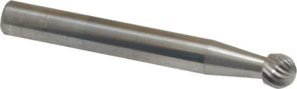 Atrax - 1/4" Cut Diam, 6mm Shank Diam, Ball Head Single Cut Burr - Carbide, Radius End, 1/4" LOC, 2" OAL - Eagle Tool & Supply