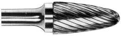 M.A. Ford - 5/8" Cut Diam, 1/4" Shank Diam, Tree with Radius Head Single Cut Burr - Carbide, Radius End, 1" LOC, 3" OAL - Eagle Tool & Supply