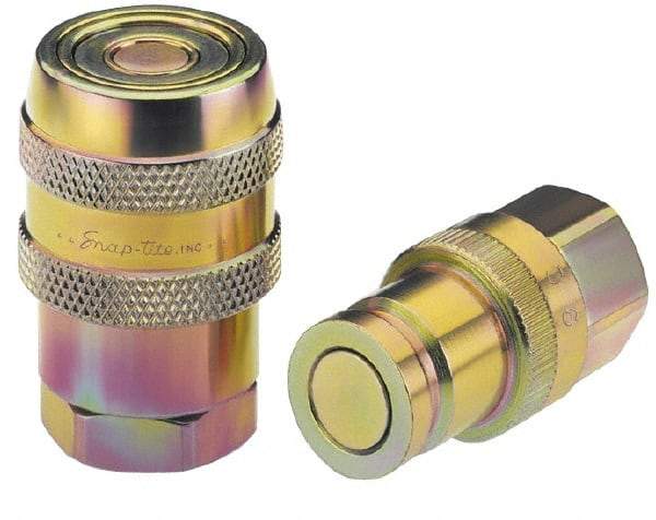 Parker - 3/8 Thread Stainless Steel Hydraulic Hose Valved Coupler - 5,000 psi, 12 GPM - Eagle Tool & Supply