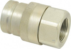 Parker - 1 Thread Steel Hydraulic Hose Valved Coupler - 7,500 psi, 90 GPM - Eagle Tool & Supply