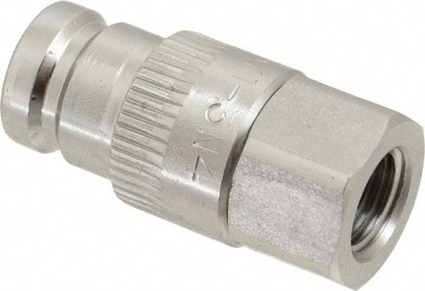 Parker - 1/4 Thread Stainless Steel Hydraulic Hose Valved Coupler - 5,000 psi, 6 GPM - Eagle Tool & Supply