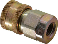 Parker - 1/4 Thread Steel Hydraulic Hose Valved Coupler - 6,500 psi, 8 GPM - Eagle Tool & Supply