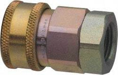 Parker - 2 Thread Stainless Steel Hydraulic Hose Valved Coupler - 500 psi, 400 GPM - Eagle Tool & Supply