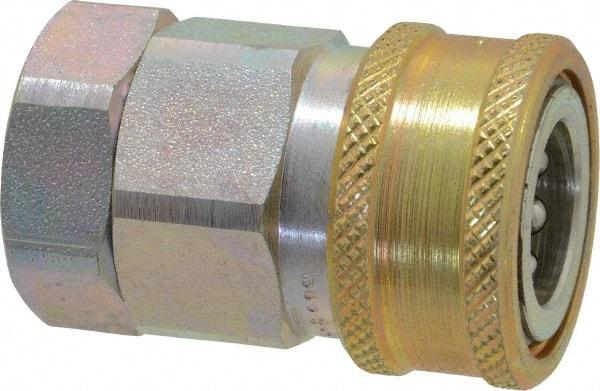 Parker - 1/2 Thread Steel Hydraulic Hose Valved Coupler - 4,000 psi, 30 GPM - Eagle Tool & Supply
