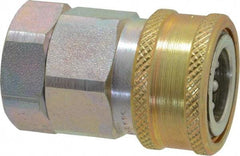 Parker - 1/2 Thread Steel Hydraulic Hose Valved Coupler - 4,000 psi, 30 GPM - Eagle Tool & Supply