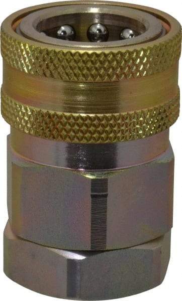 Parker - 3/4 Thread Steel Hydraulic Hose Valved Coupler - 3,500 psi, 52 GPM - Eagle Tool & Supply