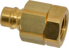 Parker - 1/2 Thread Brass Hydraulic Hose Valved Coupler - 2,000 psi, 30 GPM - Eagle Tool & Supply