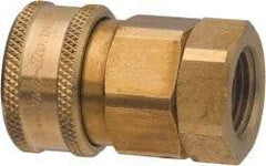 Parker - 1/4 Thread Brass Hydraulic Hose Valved Coupler - 2,250 psi, 8 GPM - Eagle Tool & Supply