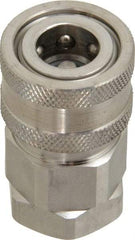 Parker - 1/4 Thread Stainless Steel Hydraulic Hose Valved Coupler - 5,000 psi, 8 GPM - Eagle Tool & Supply