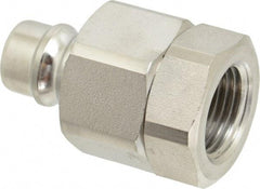 Parker - 1/2 Thread Stainless Steel Hydraulic Hose Valved Coupler - 3,750 psi, 30 GPM - Eagle Tool & Supply