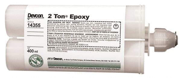Devcon - 400 mL Cartridge Two Part Epoxy - 8 to 12 min Working Time, 2,250 psi Shear Strength - Eagle Tool & Supply