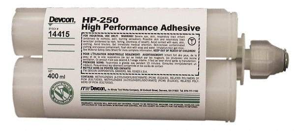 Devcon - 400 mL Cartridge Two Part Epoxy - 65 min Working Time, 3,200 psi Shear Strength, Series HP250 - Eagle Tool & Supply