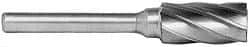 SGS Pro - 5/8" Cut Diam, 1/4" Shank Diam, Cylinder Head Single Cut Burr - Carbide, Flat End, 1" LOC, 2-3/4" OAL - Eagle Tool & Supply
