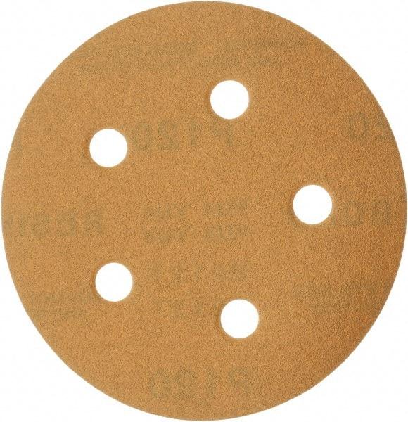 Made in USA - 5" Diam, 120 Grit, Aluminum Oxide Hook & Loop Disc - Fine Grade, Coated, C Weight Paper Backing, - Eagle Tool & Supply