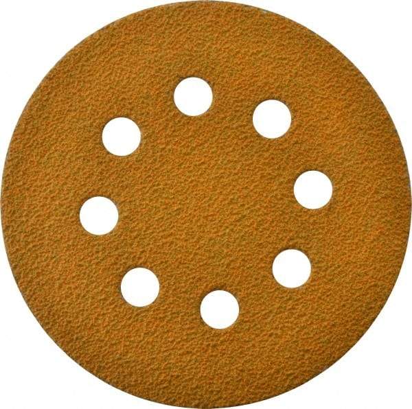 Made in USA - 5" Diam, 40 Grit, Aluminum Oxide Hook & Loop Disc - Coarse Grade, Coated, E Weight Paper Backing, - Eagle Tool & Supply