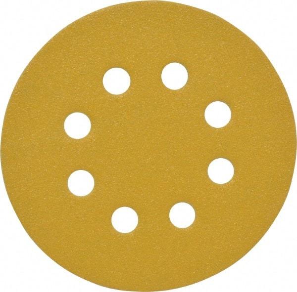 Made in USA - 5" Diam, 100 Grit, Aluminum Oxide Hook & Loop Disc - Fine Grade, Coated, C Weight Paper Backing, - Eagle Tool & Supply