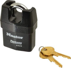 Master Lock - 3/4" Shackle Clearance, Keyed Different Padlock - 3/8" Shackle Width, 3/8" Shackle Diam, Laminated Steel - Eagle Tool & Supply