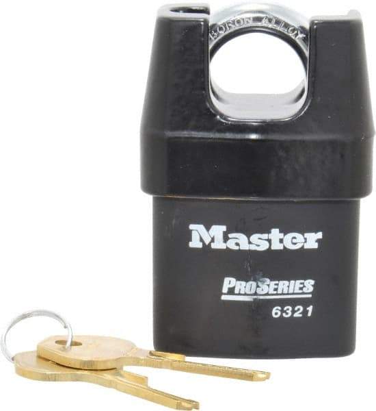 Master Lock - 3/4" Shackle Clearance, Keyed Alike Padlock - 5/16" Shackle Width, 5/16" Shackle Diam, Laminated Steel - Eagle Tool & Supply