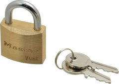 Master Lock - 9/16" Shackle Clearance, Keyed Alike Padlock - 3/16" Shackle Diam, Brass - Eagle Tool & Supply