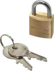 Master Lock - 7/16" Shackle Clearance, Keyed Alike Padlock - 5/32" Shackle Diam, Brass - Eagle Tool & Supply