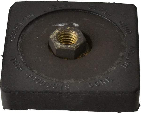 Tech Products - 350 Lb Capacity, 1/2-13 Thread, 5/8" OAL, Steel Stud, Tapped Pivotal Socket Mount Leveling Pad & Mount - 3" Base Diam, Neoprene Pad - Eagle Tool & Supply