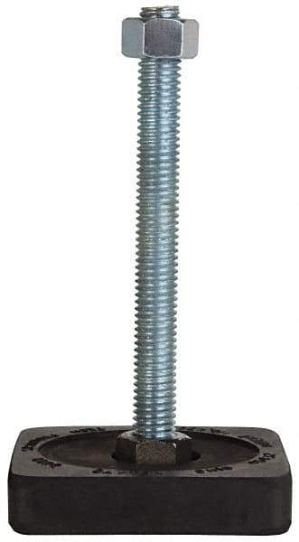 Tech Products - 700 Lb Capacity, 1/2-13 Thread, Steel Stud, Studded Pivotal Socket Mount Leveling Pad & Mount - 5" Stud Length, 3" Base Diam, Neoprene Pad - Eagle Tool & Supply