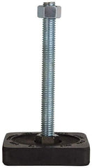Tech Products - 700 Lb Capacity, 1/2-13 Thread, Steel Stud, Studded Pivotal Socket Mount Leveling Pad & Mount - 5" Stud Length, 3" Base Diam, Neoprene Pad - Eagle Tool & Supply