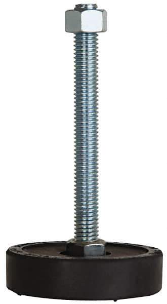 Tech Products - 1000 Lb Capacity, 1/2-13 Thread, Steel Stud, Studded Pivotal Socket Mount Leveling Pad & Mount - 5" Stud Length, 3" Base Diam, Neoprene Pad - Eagle Tool & Supply