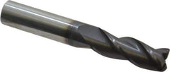 Accupro - 3/8", 3 Flute, Single End, Solid Carbide, 0.02" Corner Radius End Mill - 2-1/2" OAL, 35° Helix, Right Hand Flute, 1" LOC, Right Hand Cut - Eagle Tool & Supply
