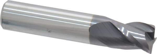 Accupro - 1/2", 3 Flute, Single End, Solid Carbide, 0.02" Corner Radius End Mill - 2-1/2" OAL, 35° Helix, Right Hand Flute, 5/8" LOC, Right Hand Cut - Eagle Tool & Supply