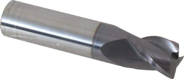 Accupro - 5/8", 3 Flute, Single End, Solid Carbide, 0.03" Corner Radius End Mill - 3" OAL, 35° Helix, Right Hand Flute, 3/4" LOC, Right Hand Cut - Eagle Tool & Supply