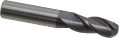 Accupro - 7/16" Diam, 1" LOC, 3 Flute Solid Carbide Ball End Mill - AlTiN Finish, Single End, 2-3/4" OAL, 7/16" Shank Diam, Spiral Flute - Eagle Tool & Supply