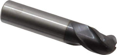 Accupro - 1/2" Diam, 5/8" LOC, 3 Flute Solid Carbide Ball End Mill - AlTiN Finish, Single End, 2-1/2" OAL, 1/2" Shank Diam, Spiral Flute - Eagle Tool & Supply