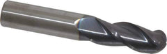 Accupro - 1/2" Diam, 1-1/4" LOC, 3 Flute Solid Carbide Ball End Mill - AlTiN Finish, Single End, 3" OAL, 1/2" Shank Diam, Spiral Flute - Eagle Tool & Supply