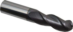Accupro - 5/8" Diam, 1-1/4" LOC, 3 Flute Solid Carbide Ball End Mill - AlTiN Finish, Single End, 3-1/2" OAL, 5/8" Shank Diam, Spiral Flute - Eagle Tool & Supply
