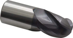 Accupro - 1" Diam, 1-1/4" LOC, 3 Flute Solid Carbide Ball End Mill - AlTiN Finish, Single End, 3" OAL, 1" Shank Diam, Spiral Flute - Eagle Tool & Supply