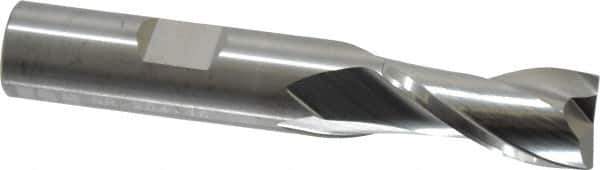 RobbJack - 1/2", 1" LOC, 1/2" Shank Diam, 3" OAL, 2 Flute, Solid Carbide Square End Mill - Single End, Uncoated, Spiral Flute, 30° Helix, Centercutting, Right Hand Cut, Right Hand Flute, Series NR-204 - Eagle Tool & Supply