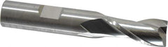 RobbJack - 1/2", 1" LOC, 1/2" Shank Diam, 3" OAL, 2 Flute, Solid Carbide Square End Mill - Single End, Uncoated, Spiral Flute, 30° Helix, Centercutting, Right Hand Cut, Right Hand Flute, Series NR-204 - Eagle Tool & Supply