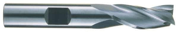 RobbJack - 9/16", 1-1/4" LOC, 9/16" Shank Diam, 3-1/2" OAL, 3 Flute, Solid Carbide Square End Mill - Single End, Uncoated, Spiral Flute, 30° Helix, Centercutting, Right Hand Cut, Right Hand Flute, Series NR-303 - Eagle Tool & Supply