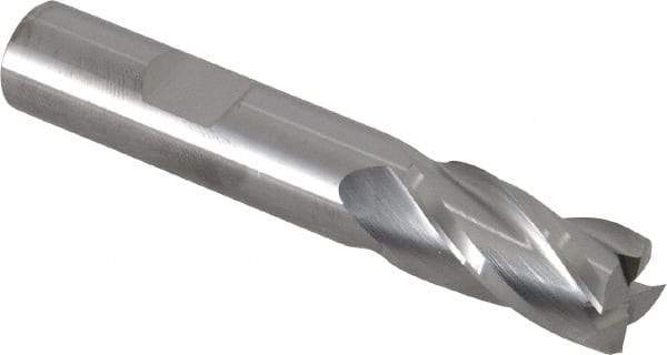 RobbJack - 33/64", 1" LOC, 1/2" Shank Diam, 3" OAL, 4 Flute, Solid Carbide Square End Mill - Single End, Uncoated, Spiral Flute, 30° Helix, Centercutting, Right Hand Cut, Right Hand Flute, Series NR-404 - Eagle Tool & Supply