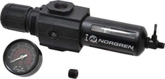 Norgren - 1/2" NPT Port Intermediate 1 Piece Filter/Regulator FRL Unit - Polycarbonate Bowl, 123 SCFM, 150 Max psi, 9.95" High x 2.68" Long, Manual Drain - Eagle Tool & Supply