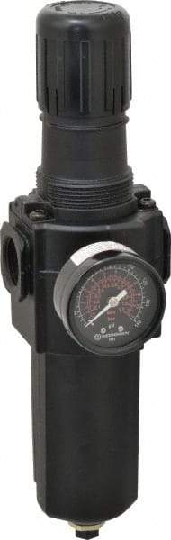 Norgren - 3/4" NPT Port Standard 1 Piece Filter/Regulator FRL Unit - Metal Bowl, 212 SCFM, 250 Max psi, 11.93" High x 3.15" Long, Automatic Drain - Eagle Tool & Supply